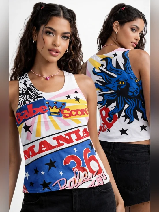 Nwt Vintage Y2K Graphic Tank Top – “B” Artistic by Diss Inc (2004) Designer Insp - Picture 7 of 7